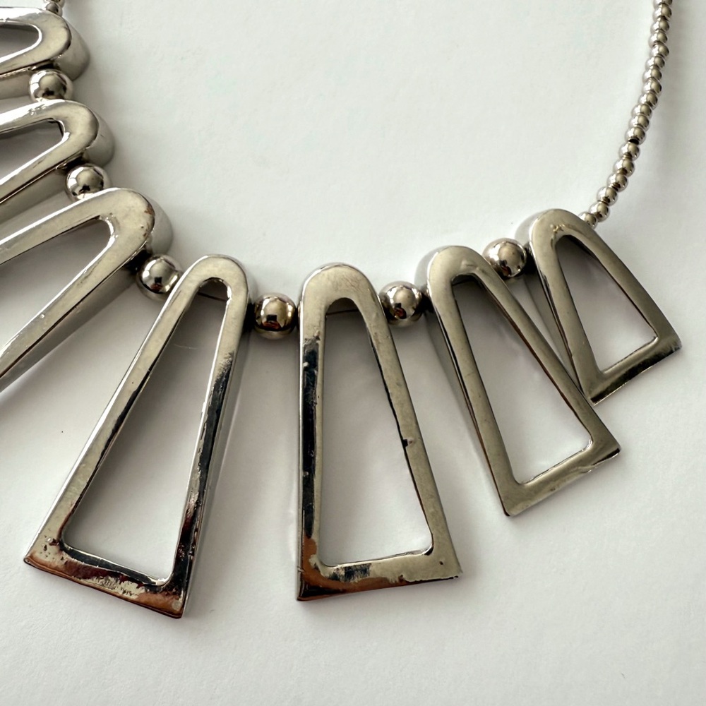 Statement Silver Geometric Necklace - image 3